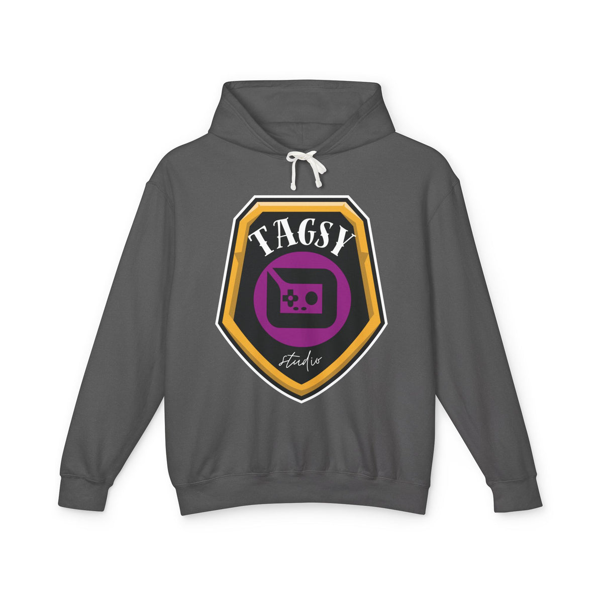 Tagsy Gaming Badge Hoodie — Retro Gamepad Logo Pullover