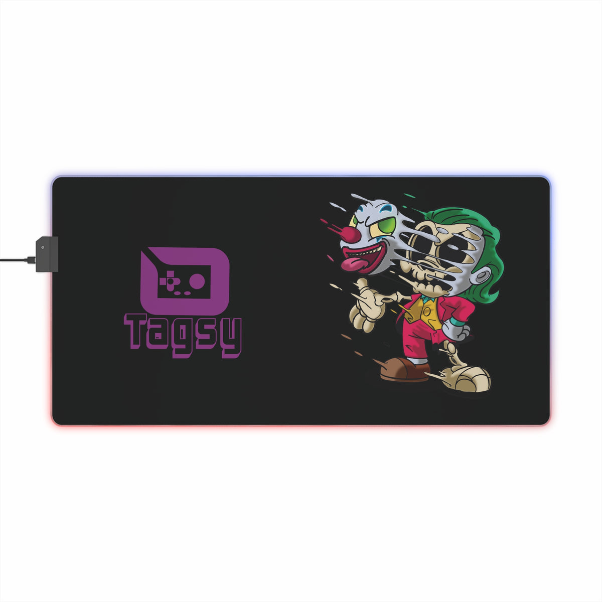 LED Gaming Mouse Pad — RGB Joker Skull Design with Tagsy Logo