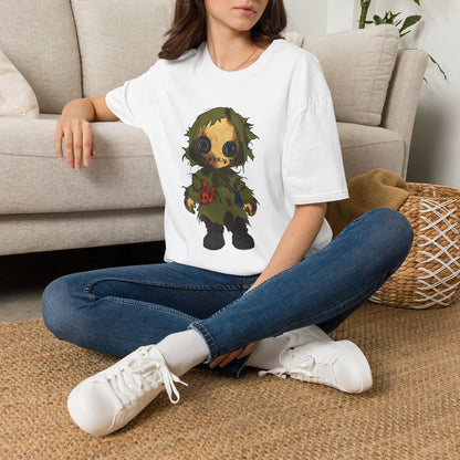 Scarecrow Plush Doll Graphic T-Shirt — Cute Creepy Halloween Tee