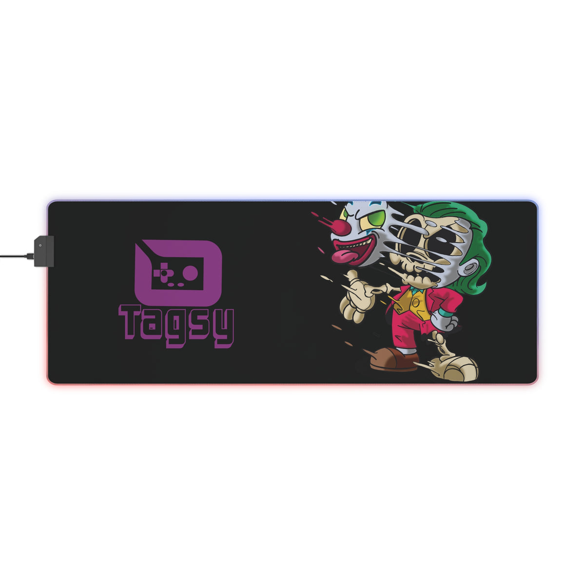 LED Gaming Mouse Pad — RGB Joker Skull Design with Tagsy Logo