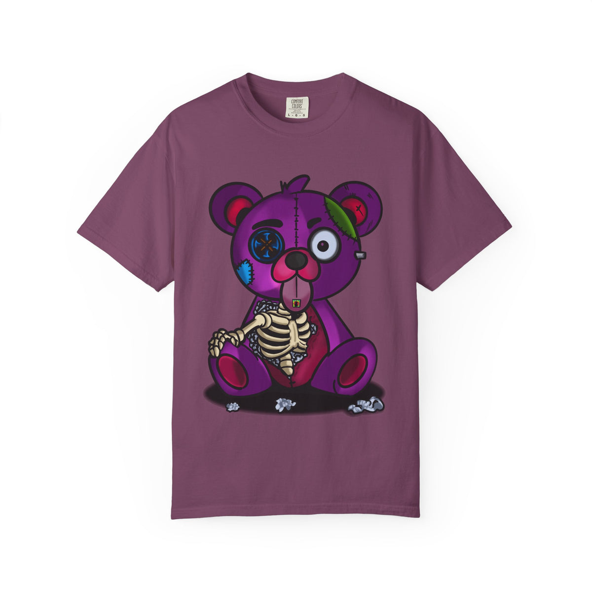 Purple Zombie Teddy T-Shirt — Cute Creepy Skeleton Bear Graphic Tee