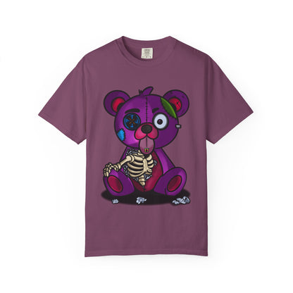 Purple Zombie Teddy T-Shirt — Cute Creepy Skeleton Bear Graphic Tee
