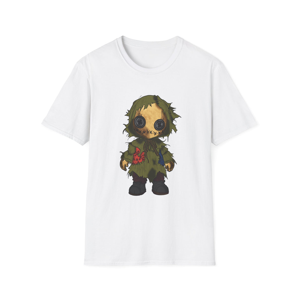 Scarecrow Plush Doll Graphic T-Shirt — Cute Creepy Halloween Tee