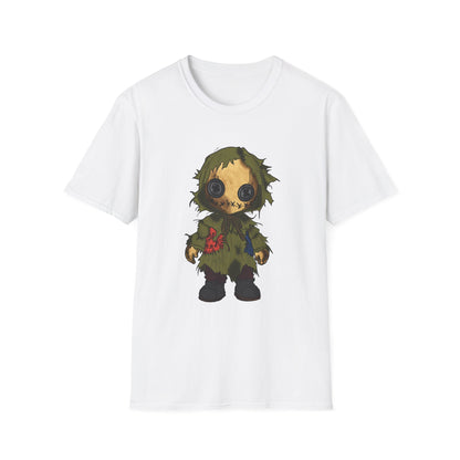 Scarecrow Plush Doll Graphic T-Shirt — Cute Creepy Halloween Tee