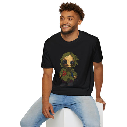 Scarecrow Plush Doll Graphic T-Shirt — Cute Creepy Halloween Tee