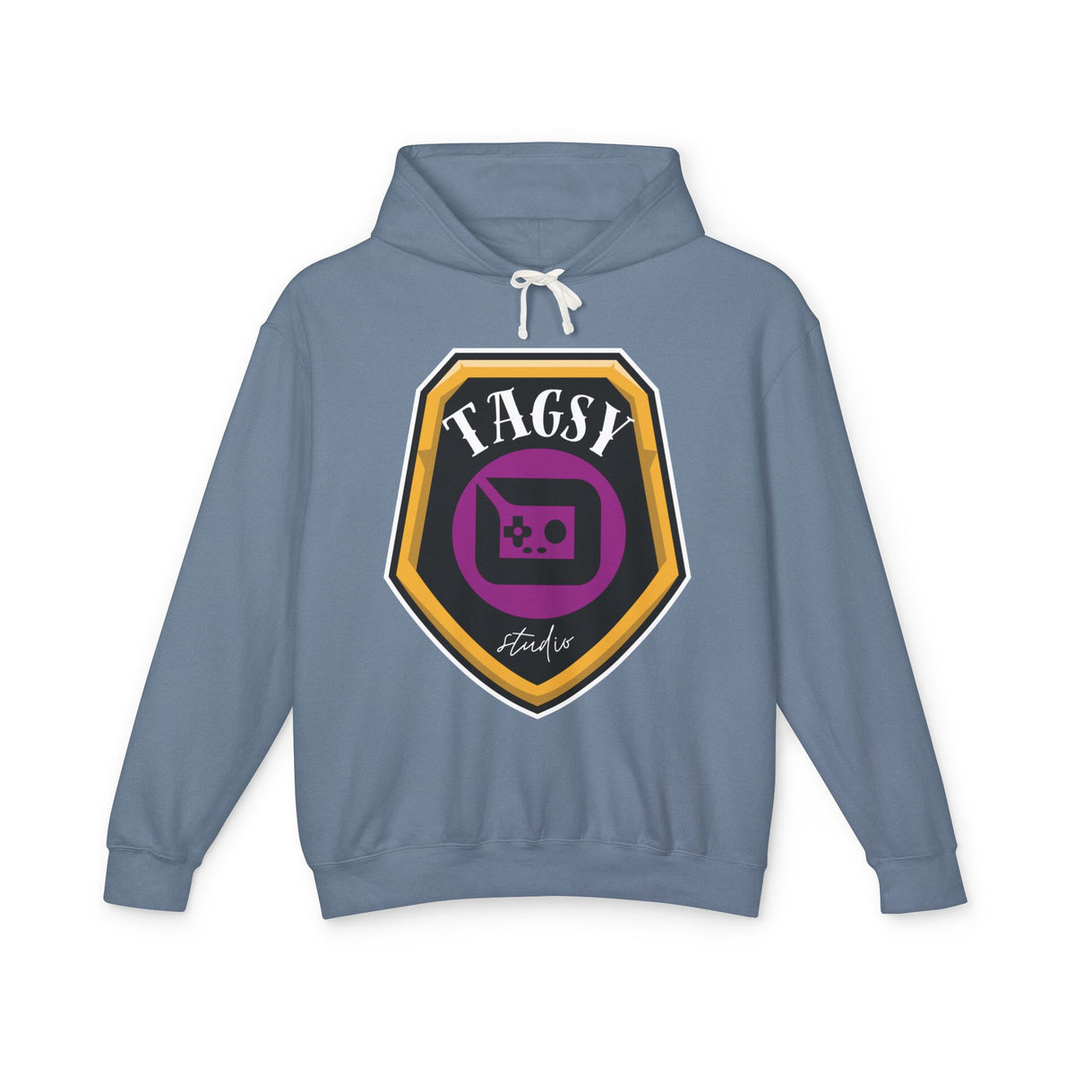 Tagsy Gaming Badge Hoodie — Retro Gamepad Logo Pullover