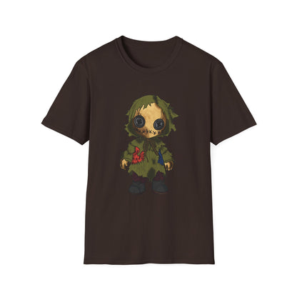 Scarecrow Plush Doll Graphic T-Shirt — Cute Creepy Halloween Tee