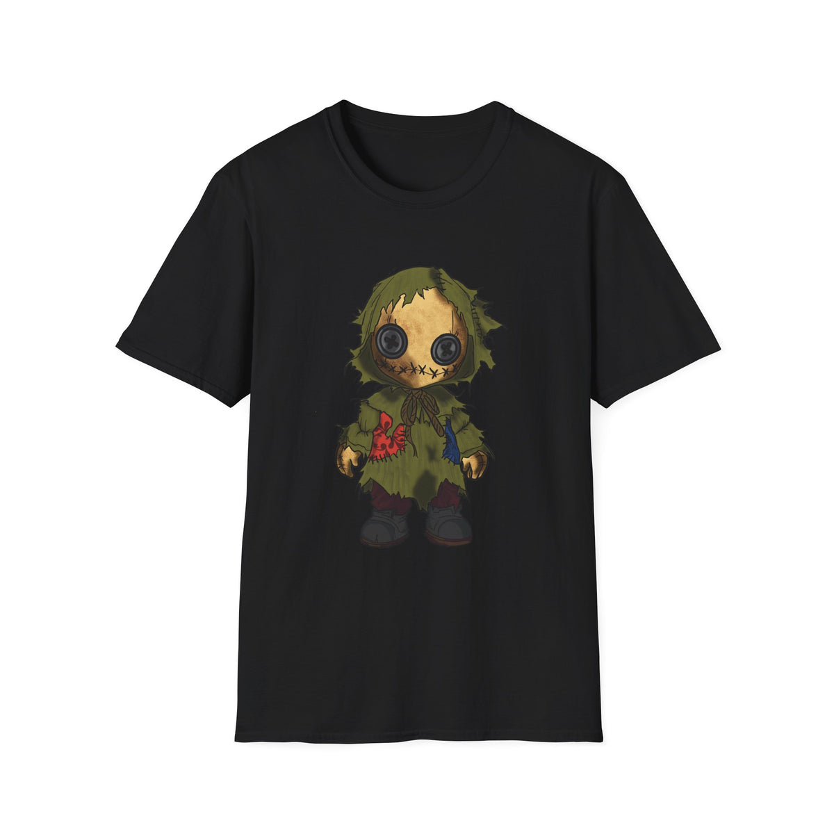 Scarecrow Plush Doll Graphic T-Shirt — Cute Creepy Halloween Tee