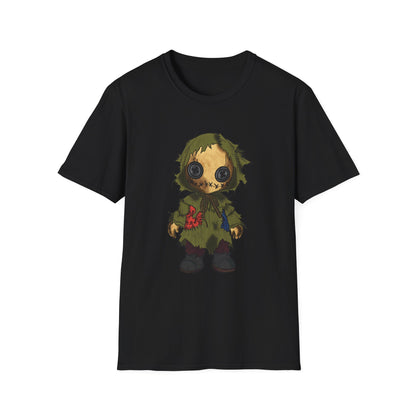 Scarecrow Plush Doll Graphic T-Shirt — Cute Creepy Halloween Tee