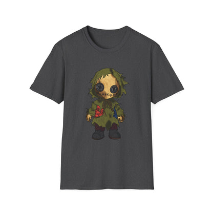 Scarecrow Plush Doll Graphic T-Shirt — Cute Creepy Halloween Tee
