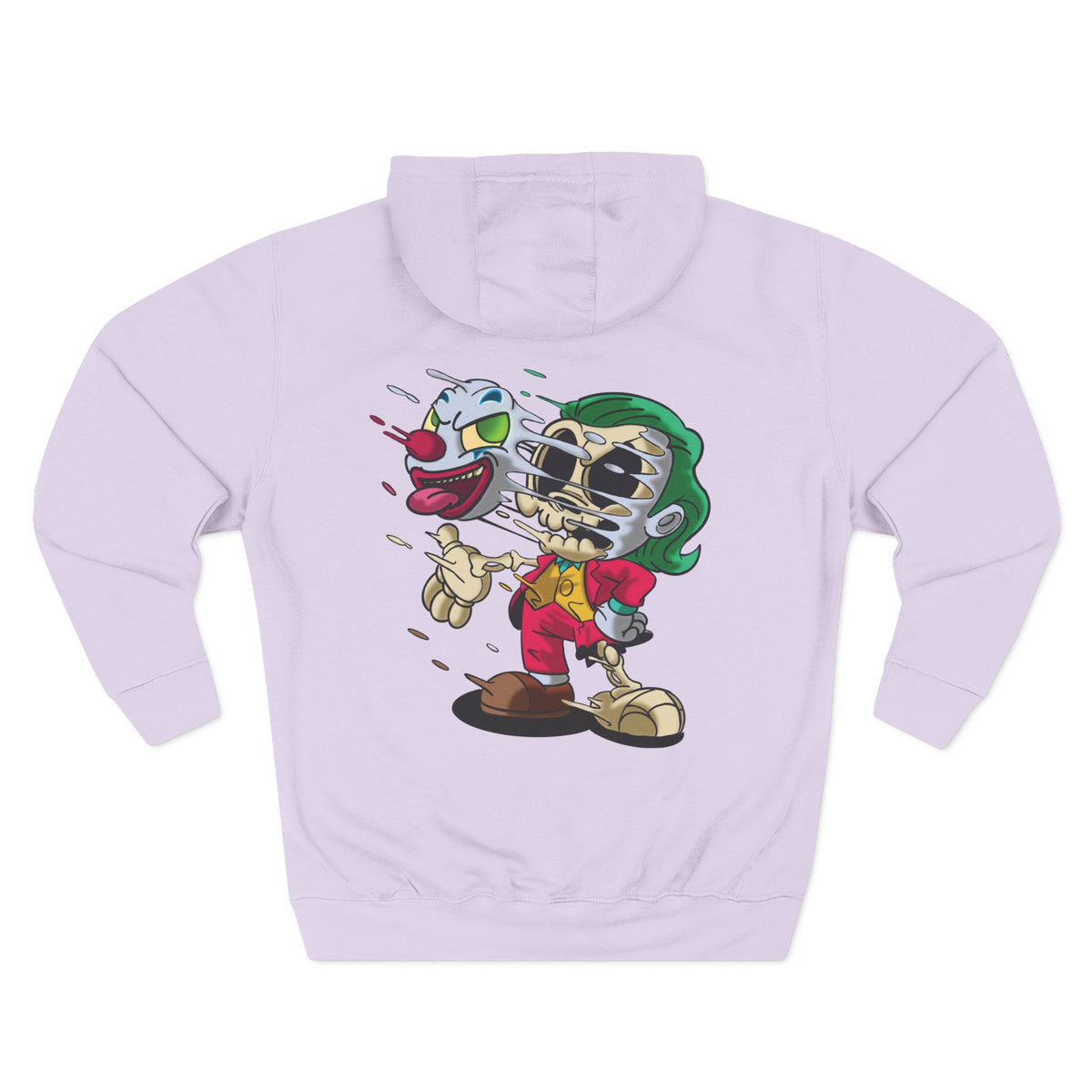 Joker Skeleton Character Hoodie — Retro Cartoon Skull Villain Pullover