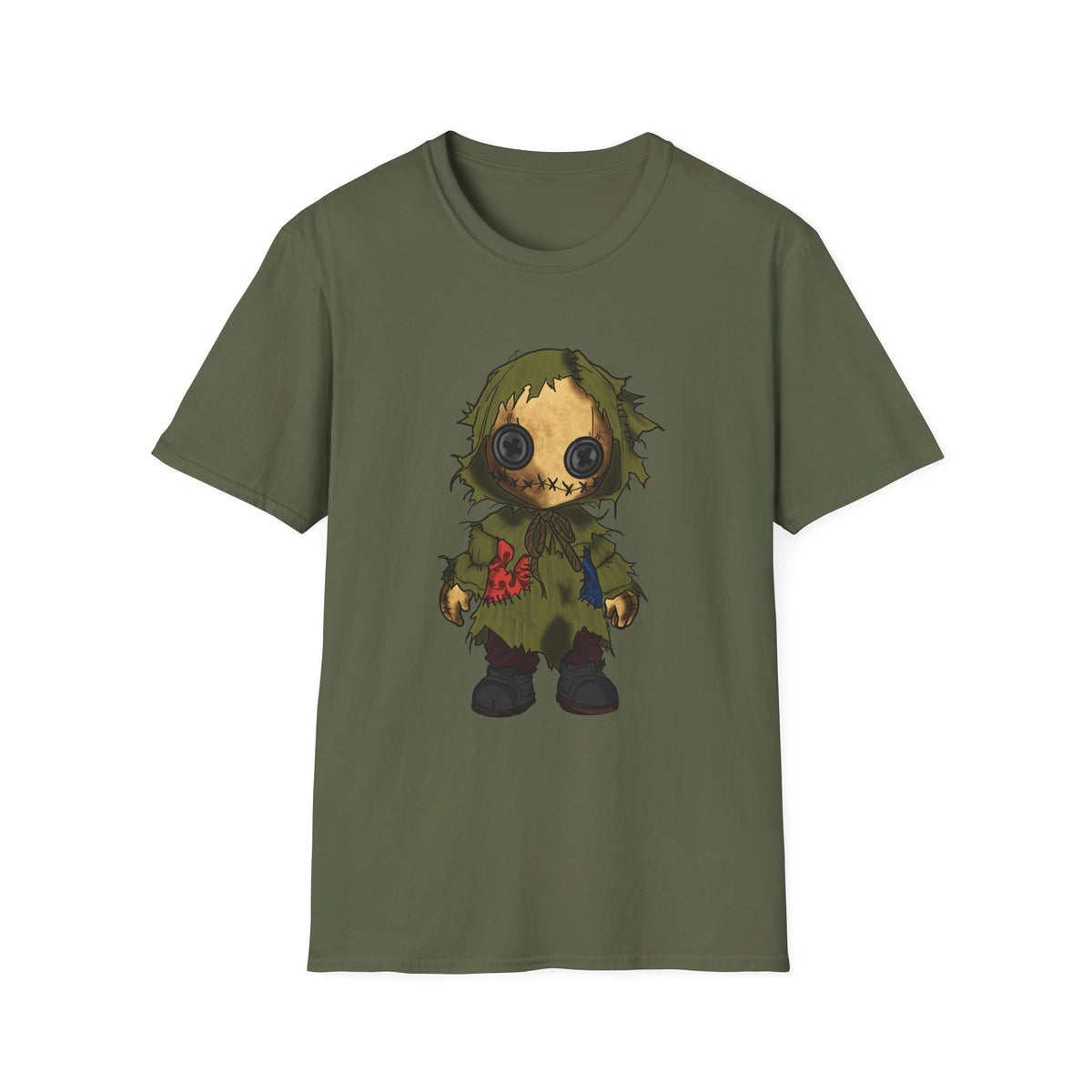 Scarecrow Plush Doll Graphic T-Shirt — Cute Creepy Halloween Tee