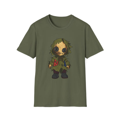 Scarecrow Plush Doll Graphic T-Shirt — Cute Creepy Halloween Tee