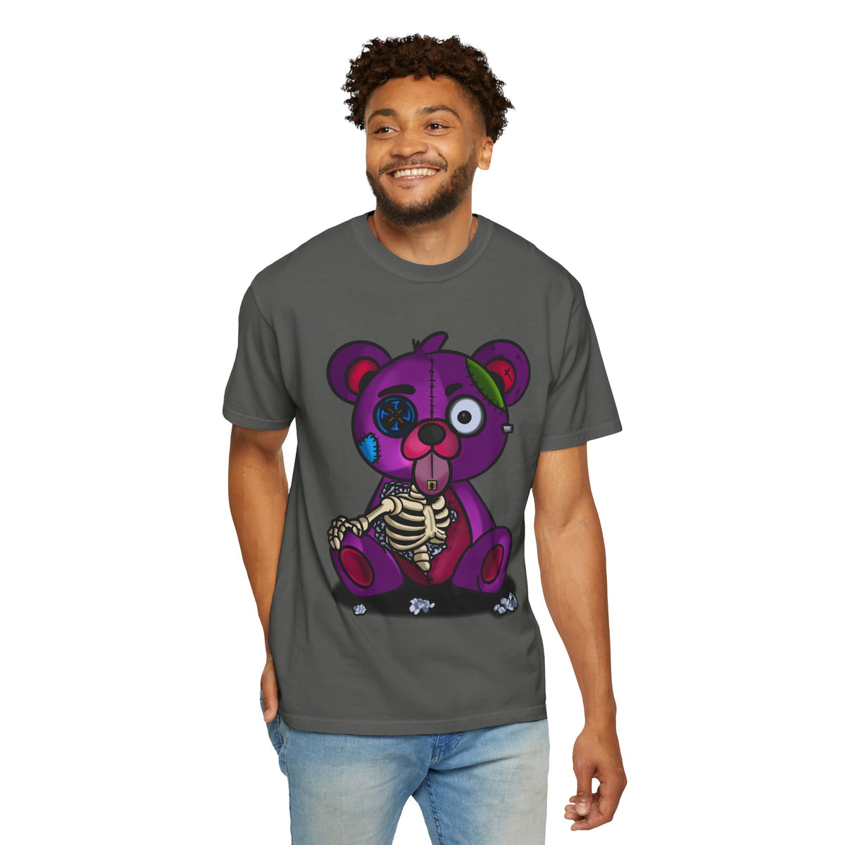 Purple Zombie Teddy T-Shirt — Cute Creepy Skeleton Bear Graphic Tee