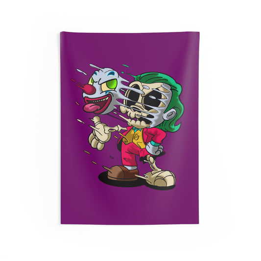 Joker Skull Character Indoor Wall Tapestry – Vibrant Purple Comic Horror Decor