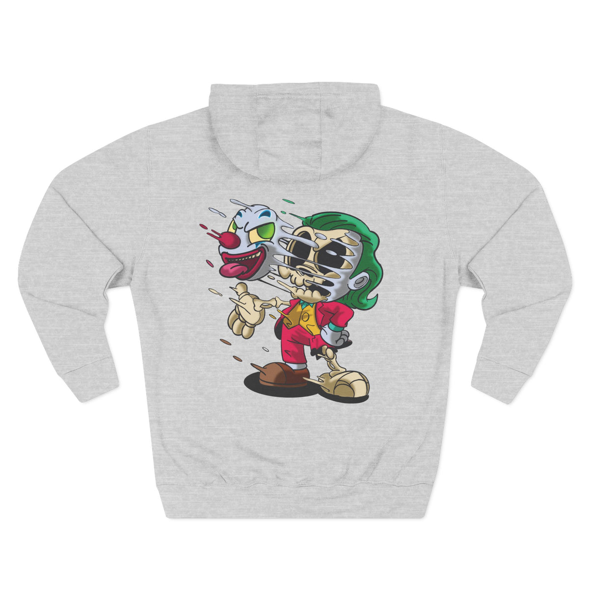 Joker Skeleton Character Hoodie — Retro Cartoon Skull Villain Pullover