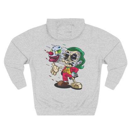 Joker Skeleton Character Hoodie — Retro Cartoon Skull Villain Pullover