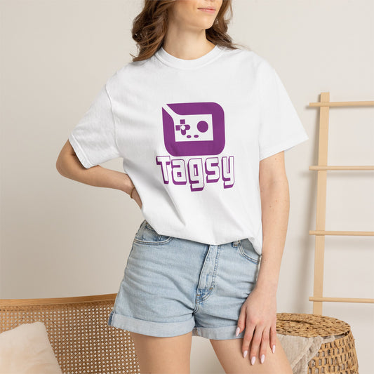Tagsy Gamer Logo T‑Shirt — Retro Purple Controller Tee