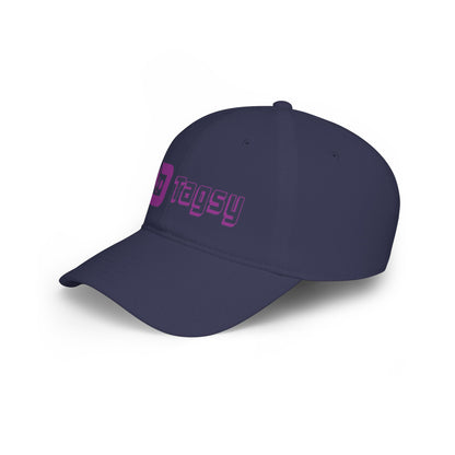 Tagsy Logo Baseball Cap — Low Profile Black Hat with Purple Gamer Icon