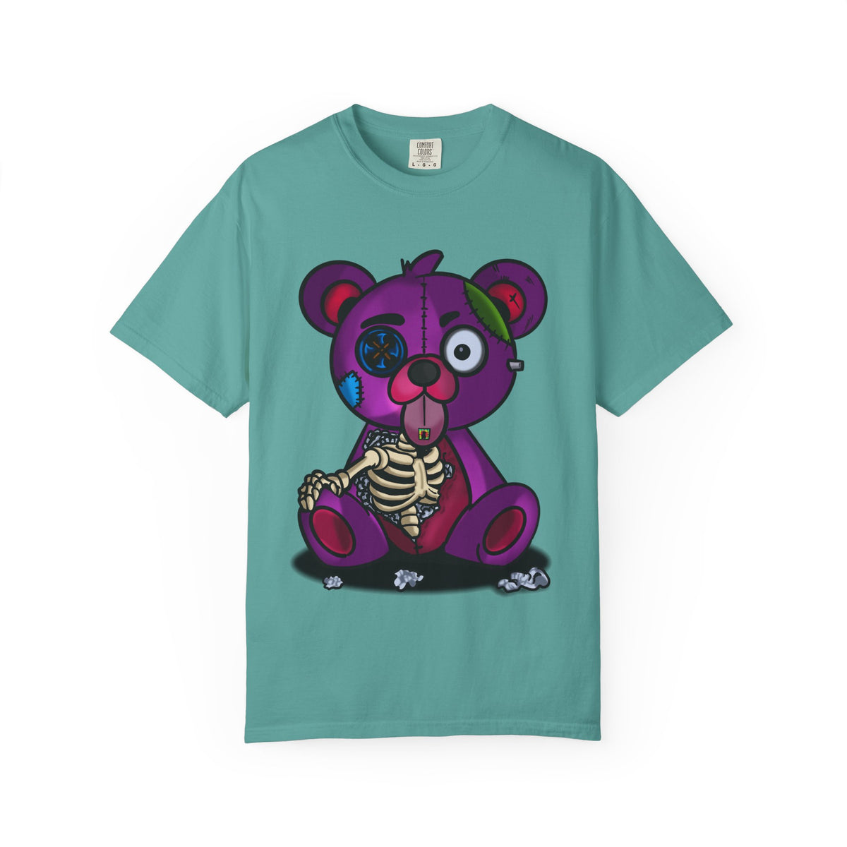 Purple Zombie Teddy T-Shirt — Cute Creepy Skeleton Bear Graphic Tee
