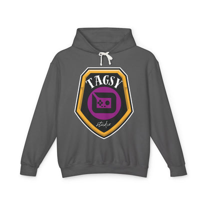 Tagsy Gaming Badge Hoodie — Retro Gamepad Logo Pullover