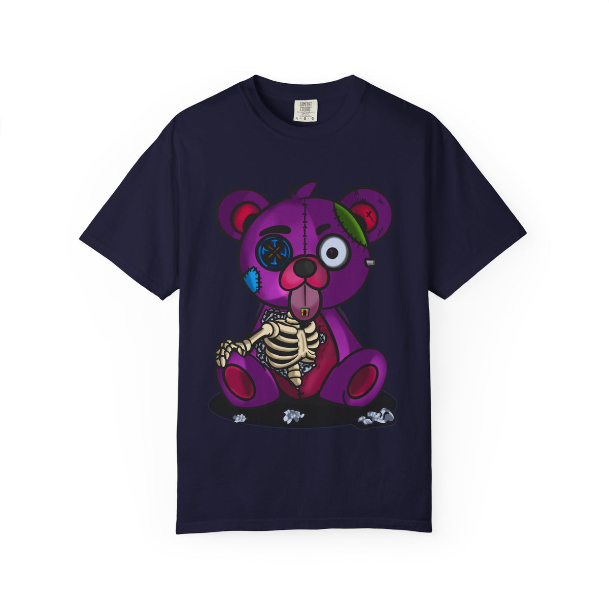 Purple Zombie Teddy T-Shirt — Cute Creepy Skeleton Bear Graphic Tee