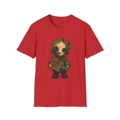 Scarecrow Plush Doll Graphic T-Shirt — Cute Creepy Halloween Tee