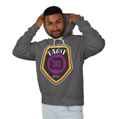 Tagsy Gaming Badge Hoodie — Retro Gamepad Logo Pullover