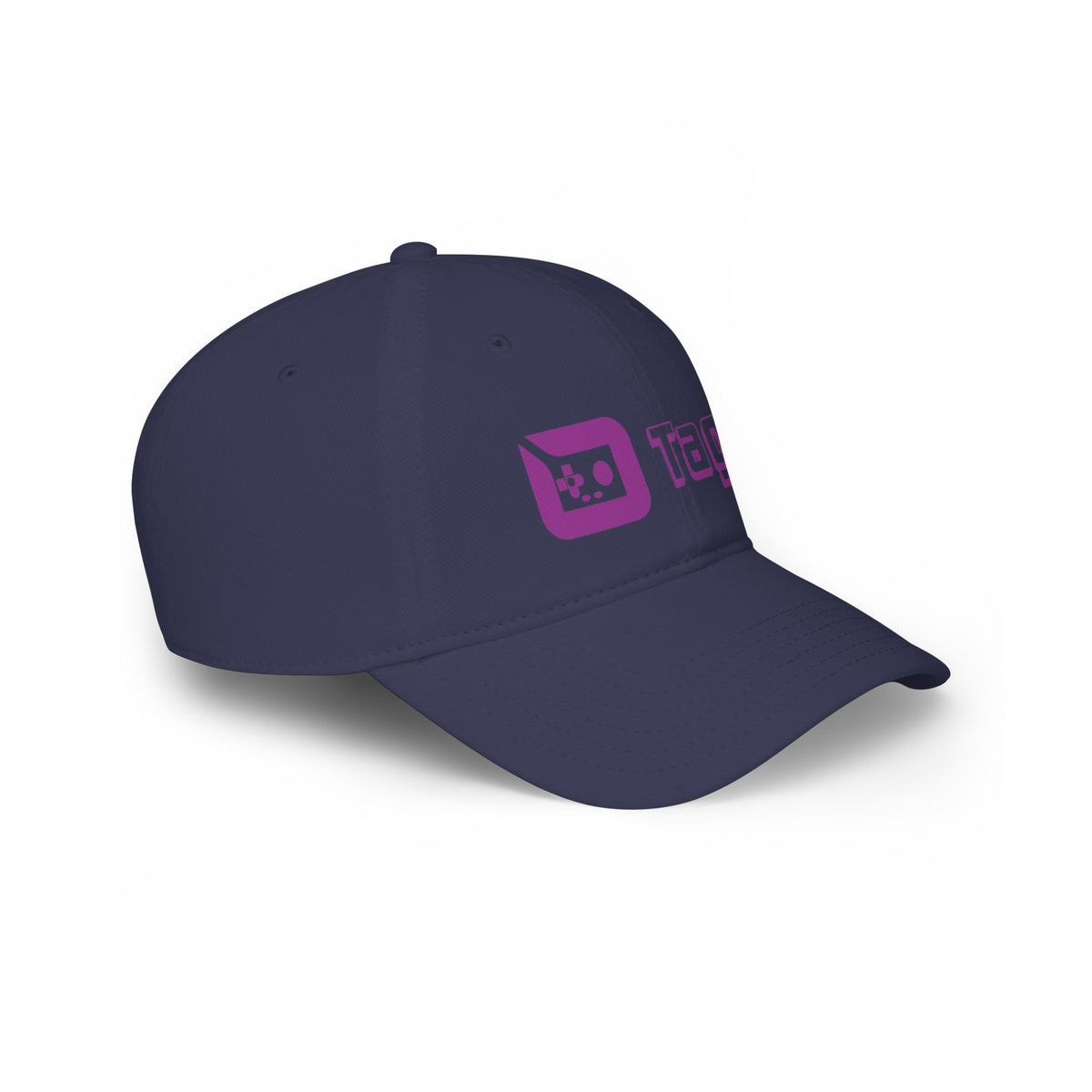 Tagsy Logo Baseball Cap — Low Profile Black Hat with Purple Gamer Icon