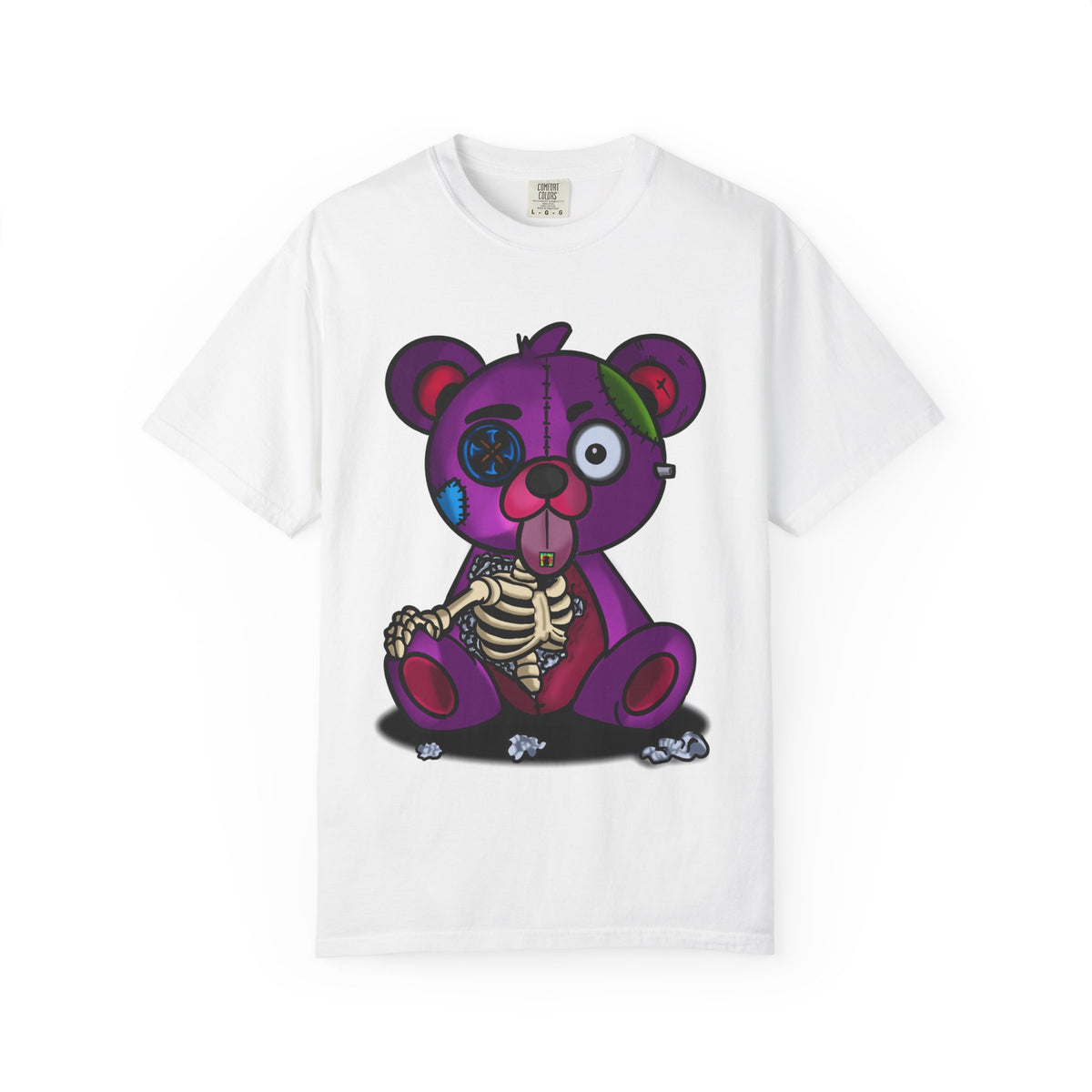Purple Zombie Teddy T-Shirt — Cute Creepy Skeleton Bear Graphic Tee
