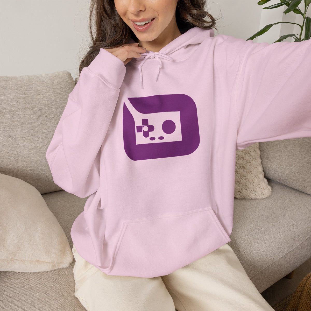 Gaming Icon Hoodie — Purple Retro Controller Logo Hoodie