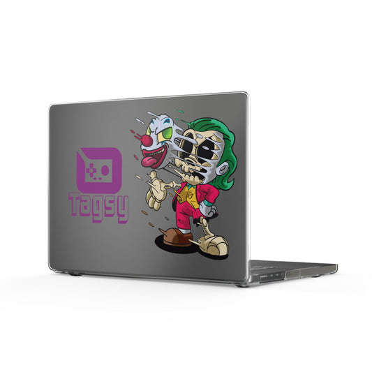 Clear MacBook Case — Joker Cartoon Skull Design with 'Teasy' Logo