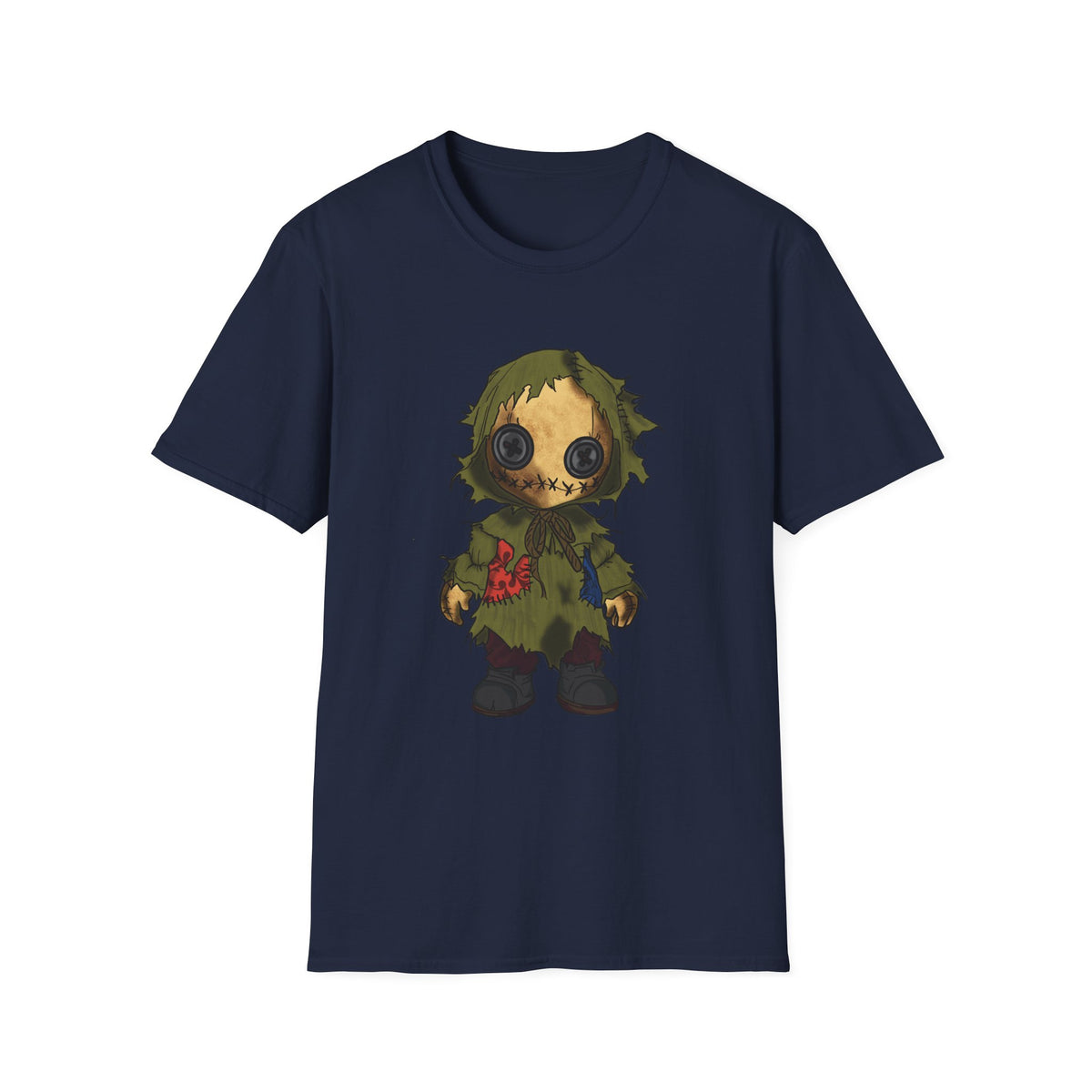 Scarecrow Plush Doll Graphic T-Shirt — Cute Creepy Halloween Tee