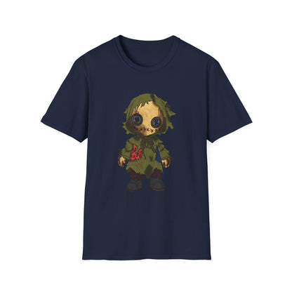 Scarecrow Plush Doll Graphic T-Shirt — Cute Creepy Halloween Tee