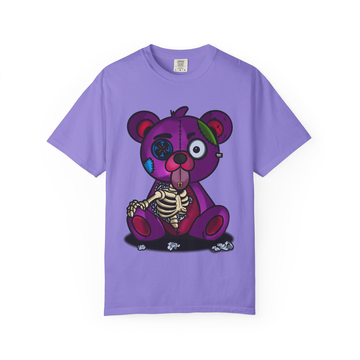 Purple Zombie Teddy T-Shirt — Cute Creepy Skeleton Bear Graphic Tee