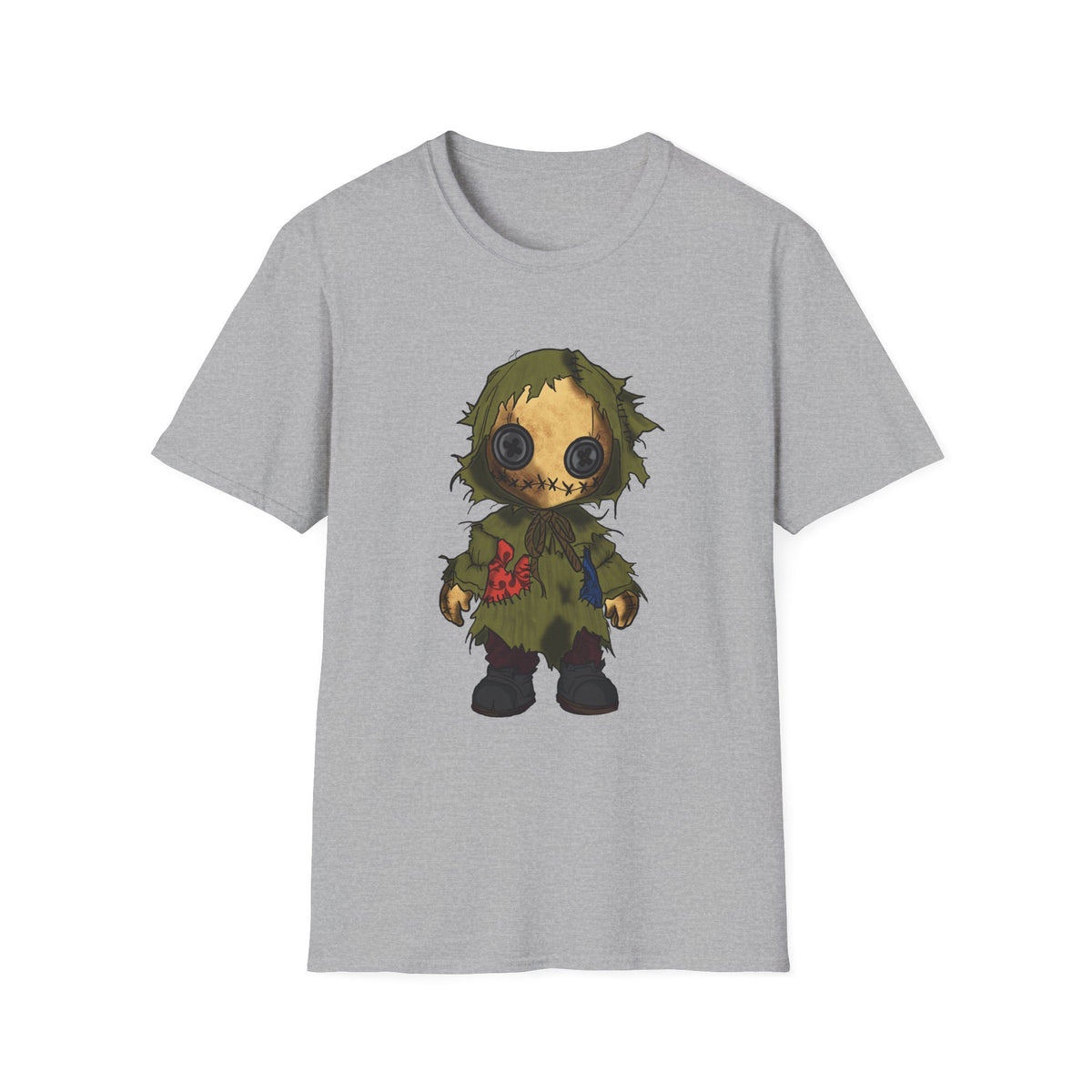 Scarecrow Plush Doll Graphic T-Shirt — Cute Creepy Halloween Tee
