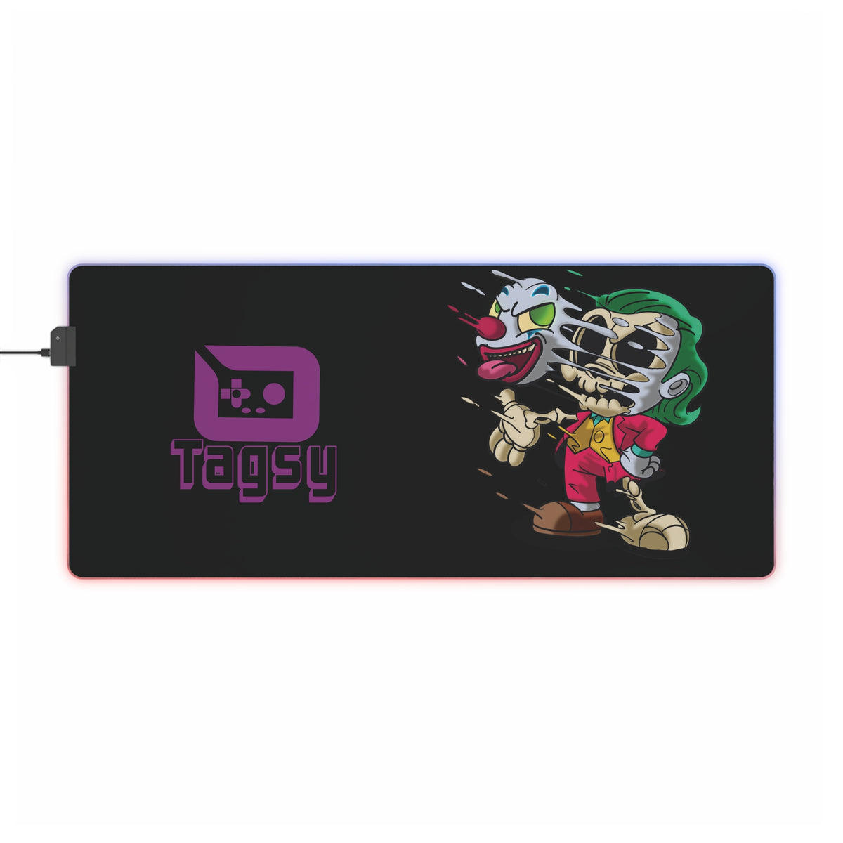 LED Gaming Mouse Pad — RGB Joker Skull Design with Tagsy Logo
