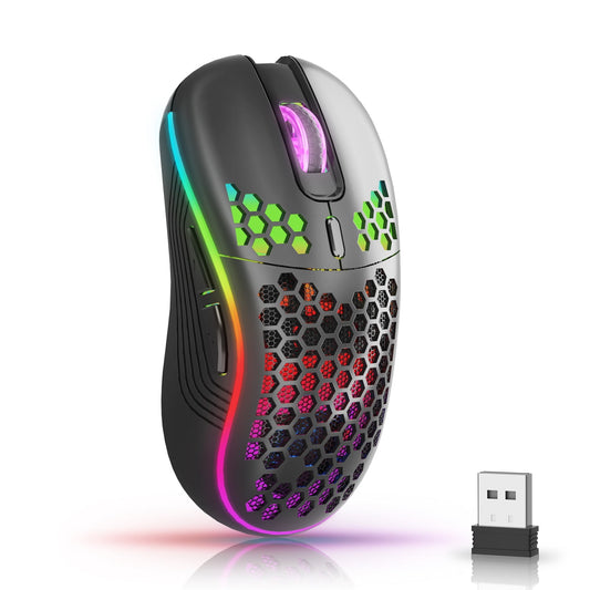 Wireless Gaming Mouse  Lightweight with 800-1200-1600 DPI Honeycomb Shell Programmable 6 Buttons